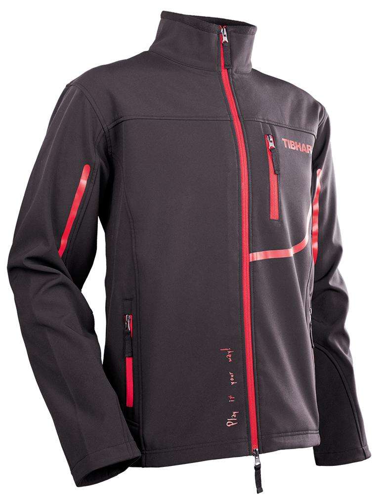 Tibhar Jacke Softshell schwarz/rot